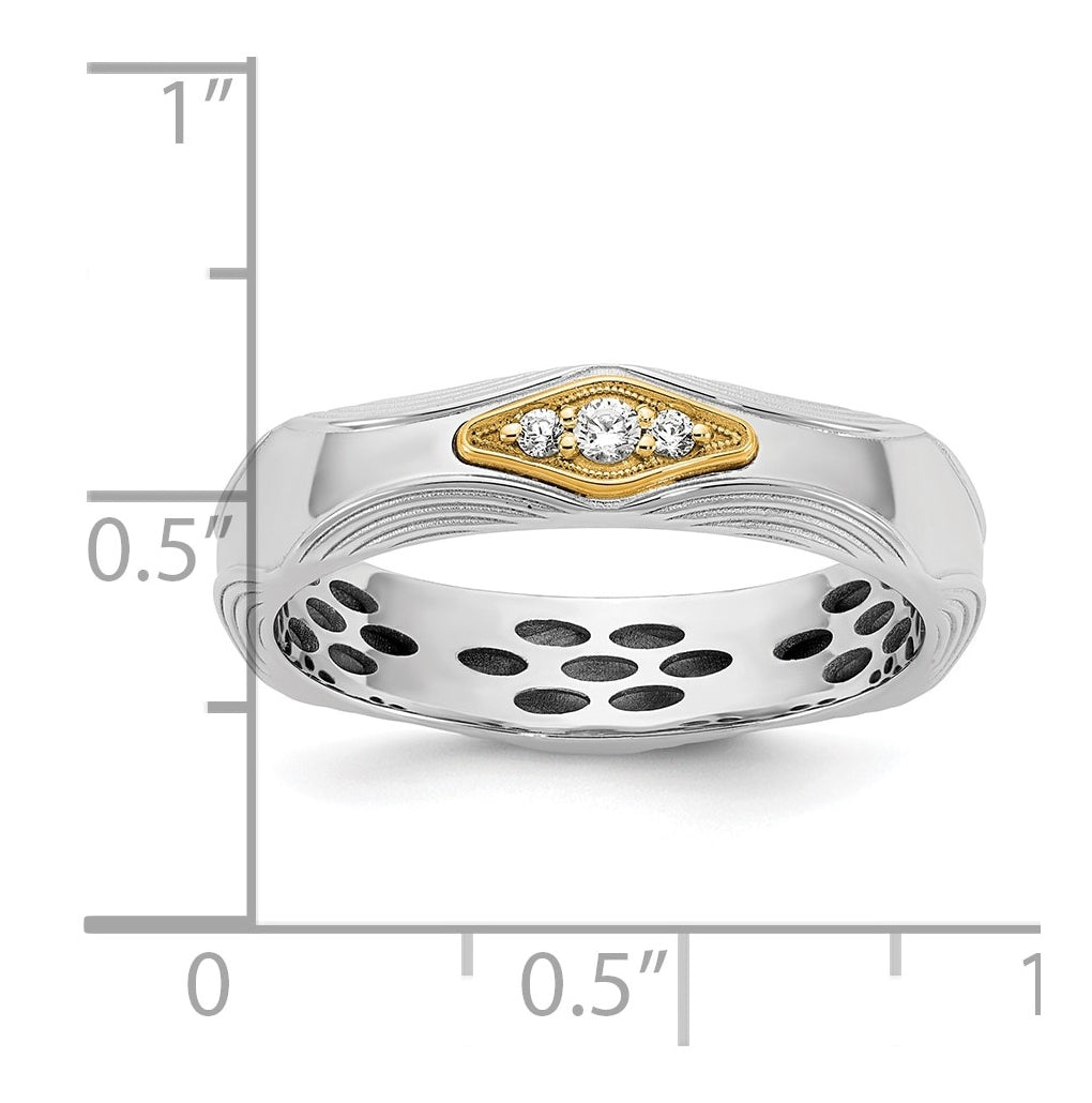 14k Yellow Or White Gold IB Goodman Mens Complete 3-Stone 1/15ct Diamond Ring