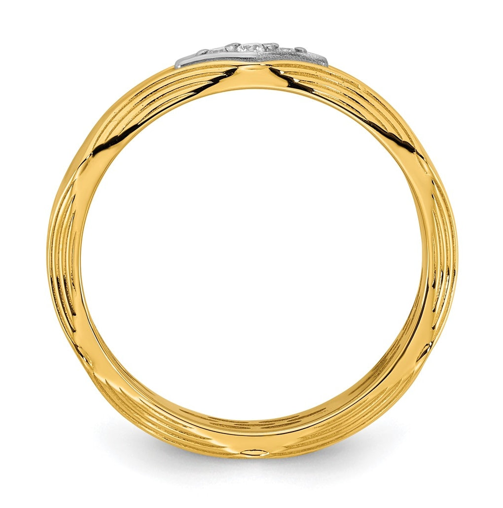 14k Yellow Or White Gold IB Goodman Mens Complete 3-Stone 1/15ct Diamond Ring