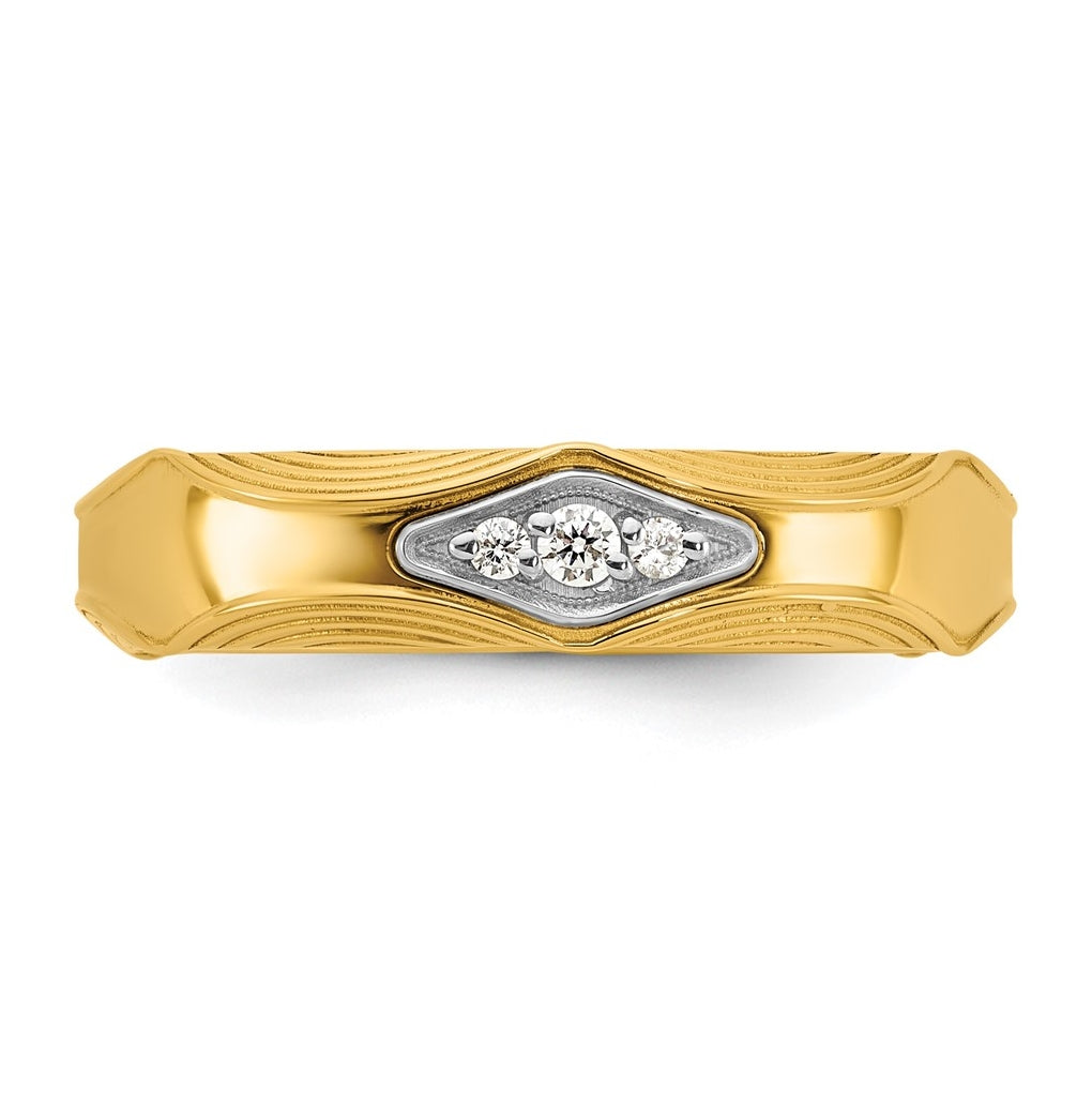 14k Yellow Or White Gold IB Goodman Mens Complete 3-Stone 1/15ct Diamond Ring