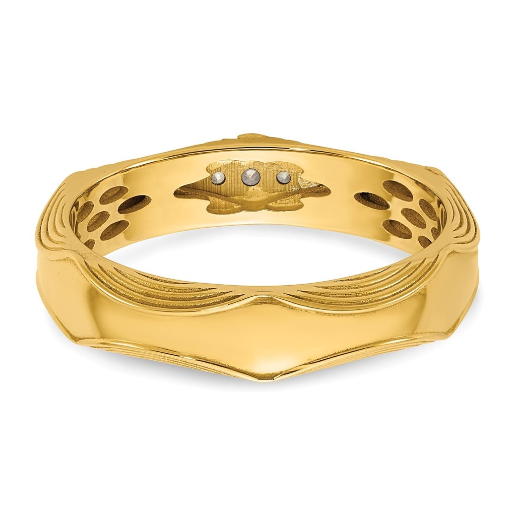 14k Yellow Or White Gold IB Goodman Mens Complete 3-Stone 1/15ct Diamond Ring