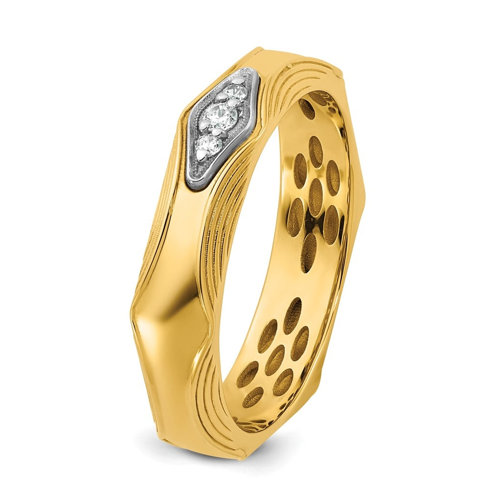 14k Yellow Or White Gold IB Goodman Mens Complete 3-Stone 1/15ct Diamond Ring