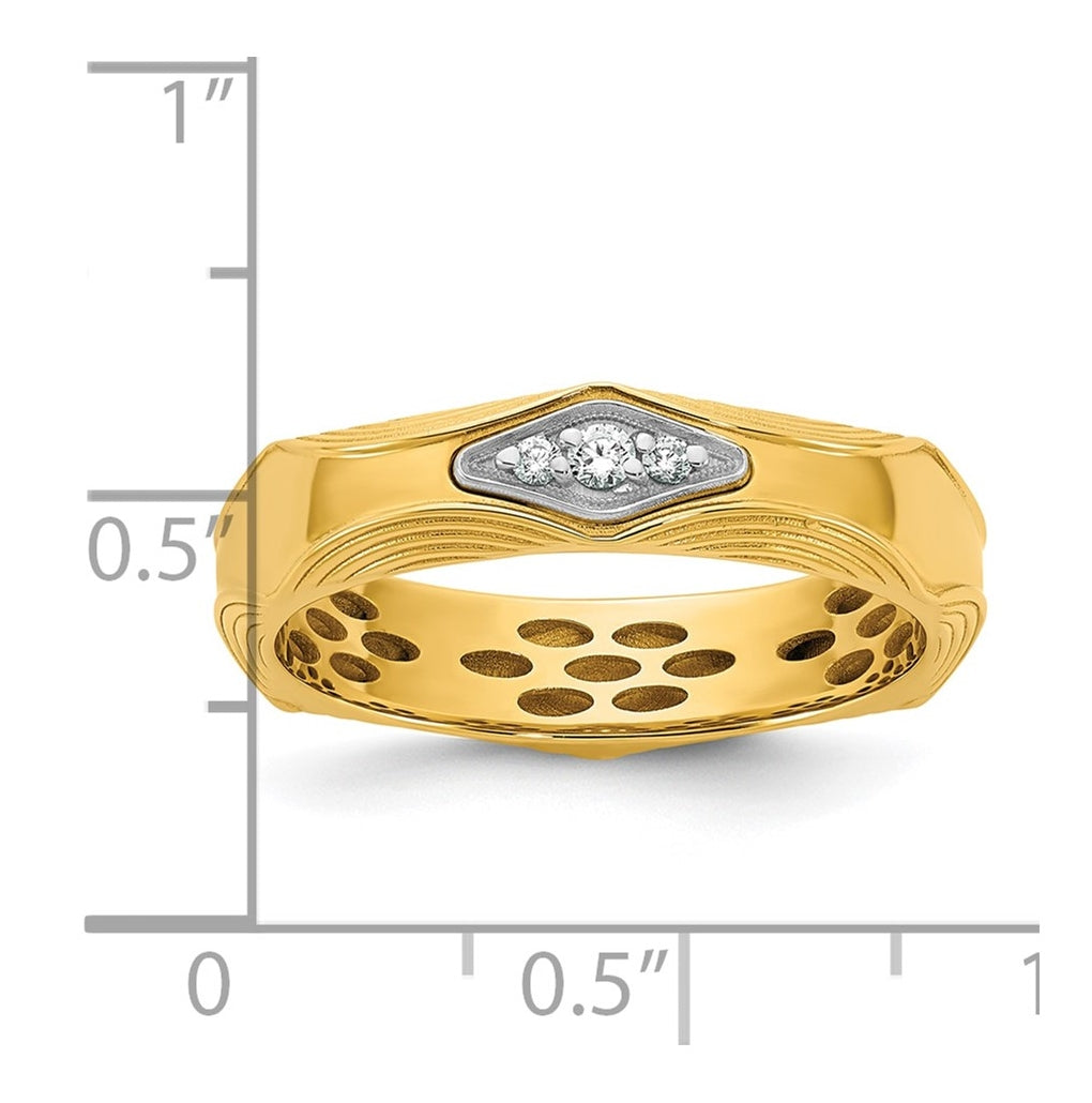 14k Yellow Or White Gold IB Goodman Mens Complete 3-Stone 1/15ct Diamond Ring
