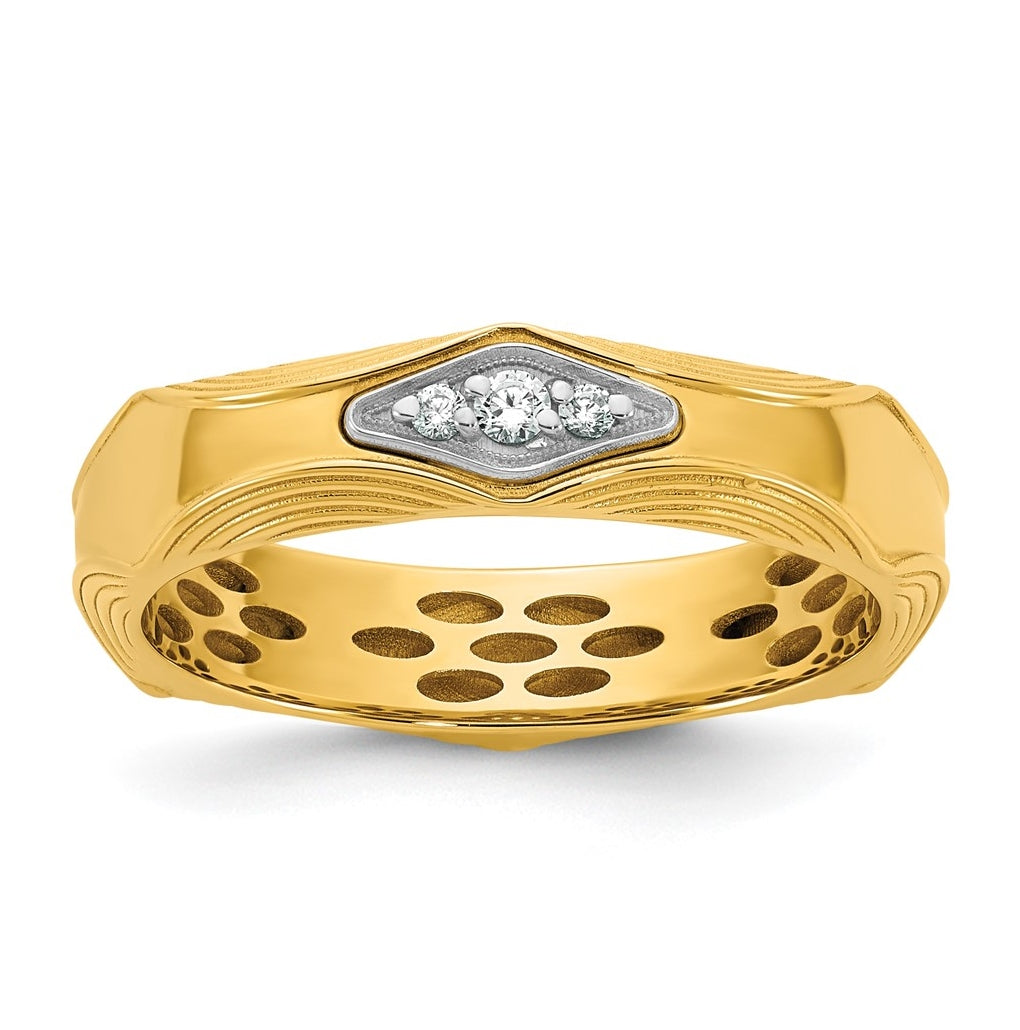 14k Yellow Or White Gold IB Goodman Mens Complete 3-Stone 1/15ct Diamond Ring