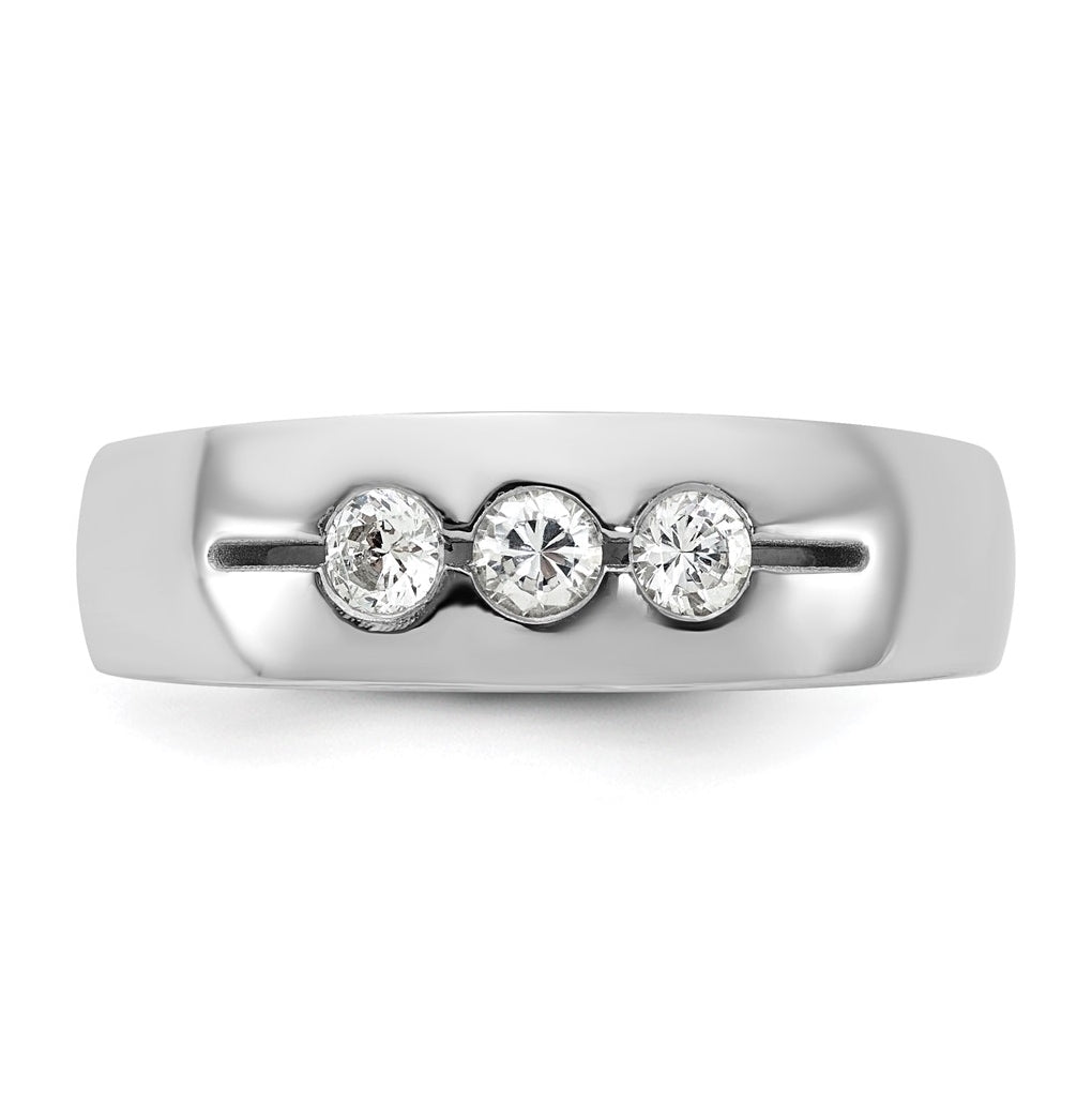 14K Yellow Or White Gold IB Goodman Mens Polished Complete 3-Stone 1/3ct Diamond Ring