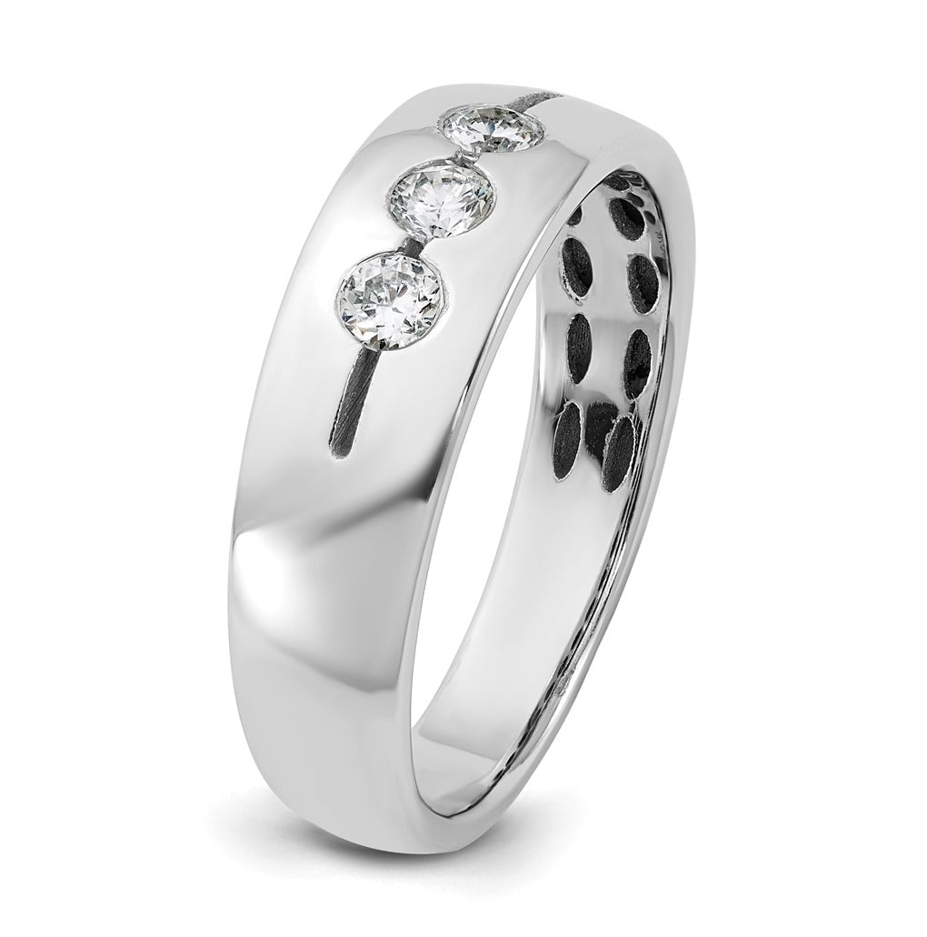 14K Yellow Or White Gold IB Goodman Mens Polished Complete 3-Stone 1/3ct Diamond Ring