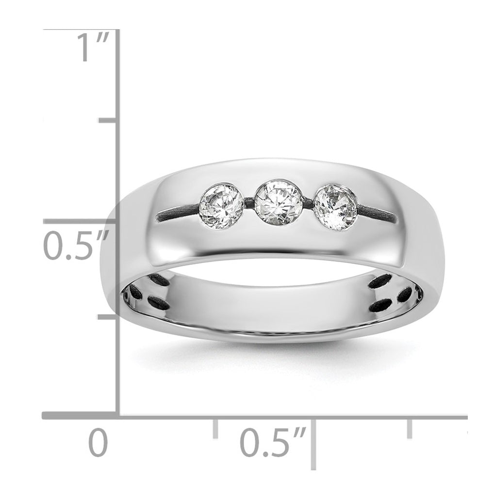 14K Yellow Or White Gold IB Goodman Mens Polished Complete 3-Stone 1/3ct Diamond Ring