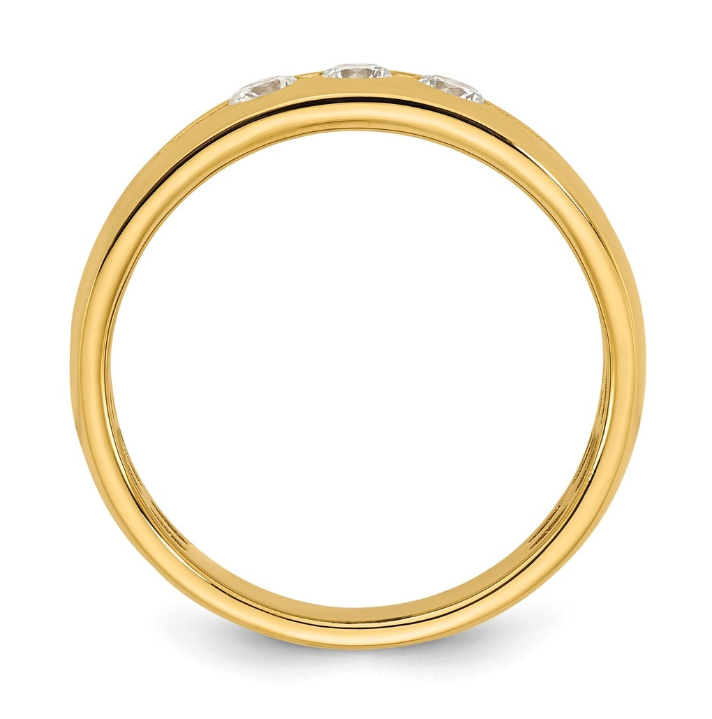 14K Yellow Or White Gold IB Goodman Mens Polished Complete 3-Stone 1/3ct Diamond Ring