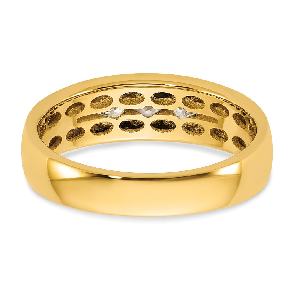 14K Yellow Or White Gold IB Goodman Mens Polished Complete 3-Stone 1/3ct Diamond Ring