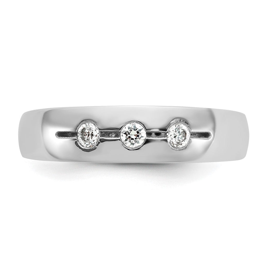 14K Yellow Or White Gold IB Goodman Mens Polished Complete 3-Stone 1/6ct Diamond Ring
