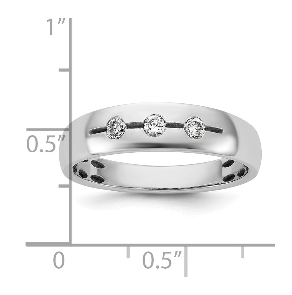 14K Yellow Or White Gold IB Goodman Mens Polished Complete 3-Stone 1/6ct Diamond Ring