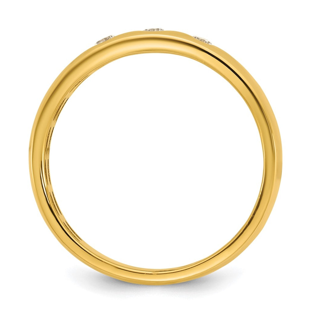 14K Yellow Or White Gold IB Goodman Mens Polished Complete 3-Stone 1/6ct Diamond Ring