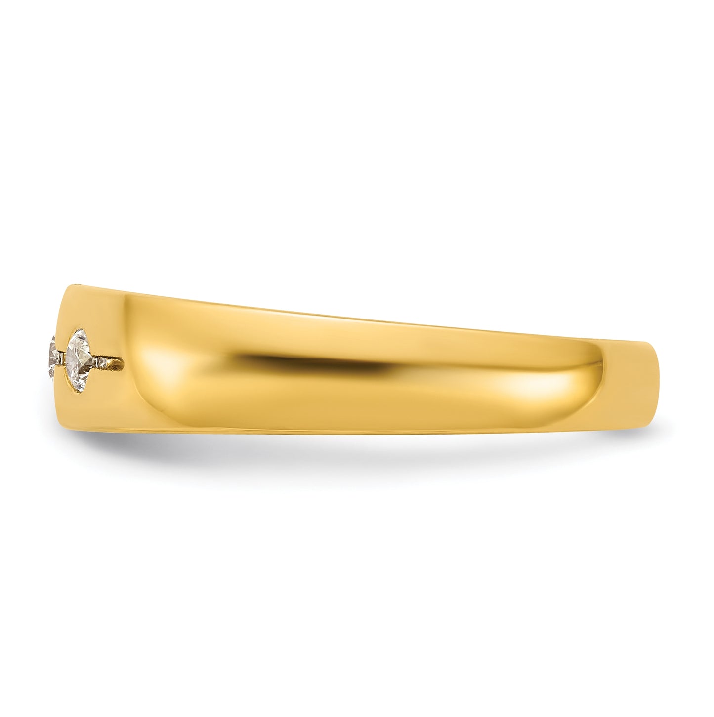 14K Yellow Or White Gold IB Goodman Mens Polished Complete 3-Stone 1/6ct Diamond Ring