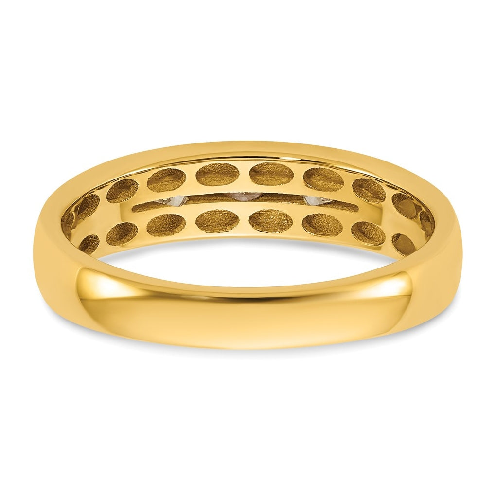 14K Yellow Or White Gold IB Goodman Mens Polished Complete 3-Stone 1/6ct Diamond Ring