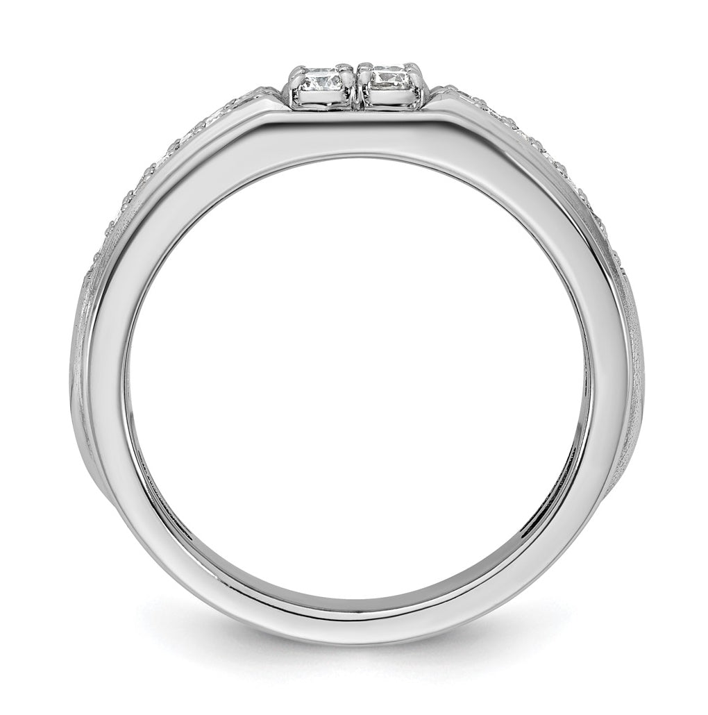 14k White Gold IB Goodman Mens Polished Complete 4-Stone 5/8ct Diamond Ring