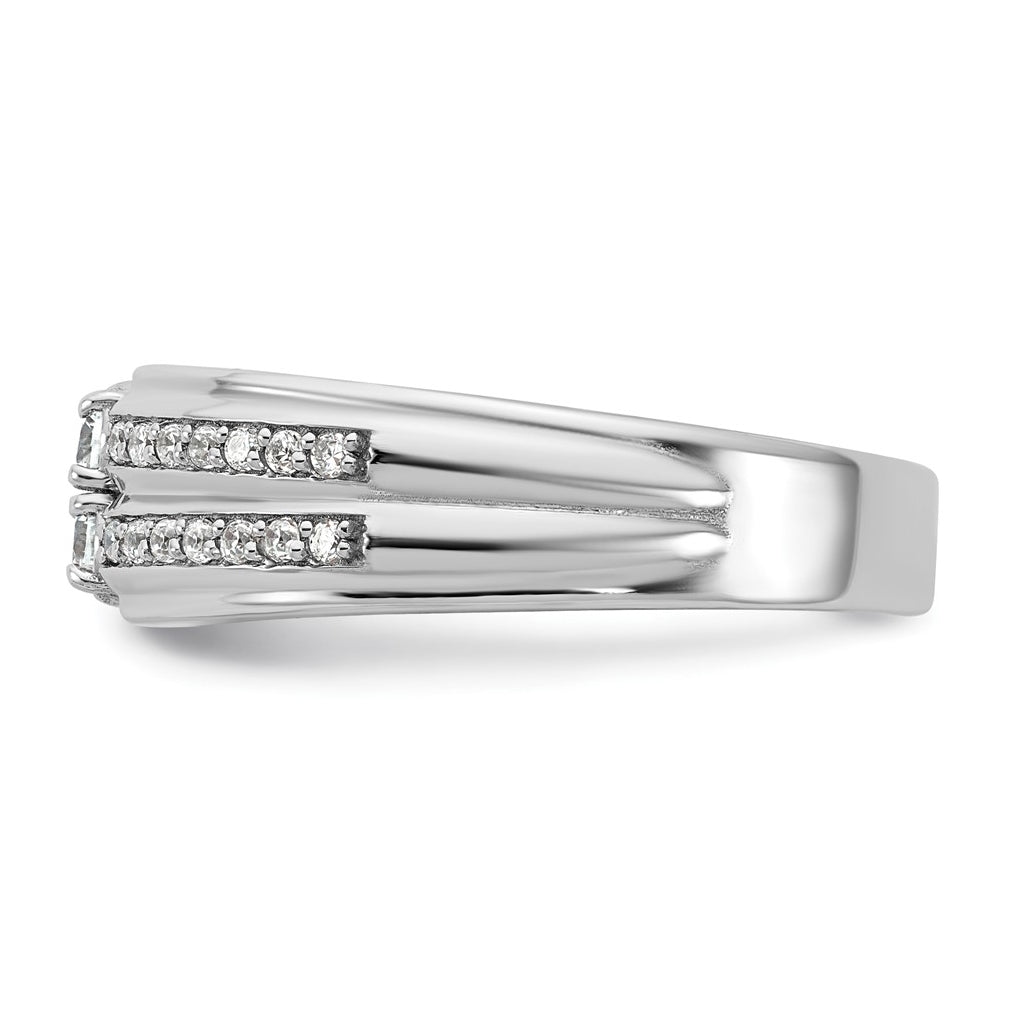 14k White Gold IB Goodman Mens Polished Complete 4-Stone 5/8ct Diamond Ring