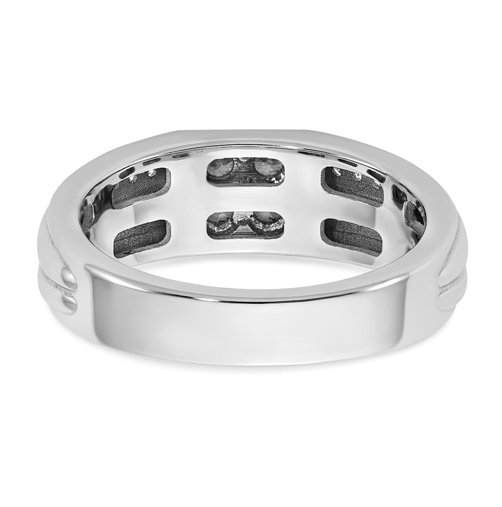 14k White Gold IB Goodman Mens Polished Complete 4-Stone 5/8ct Diamond Ring