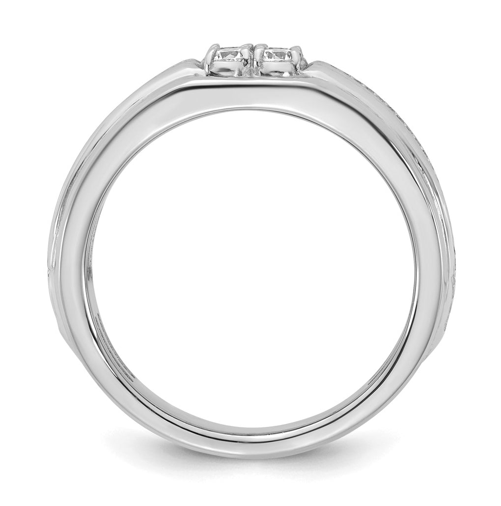 14K White Gold IB Goodman Mens Polished Complete 4-Stone 1/3ct Diamond Ring