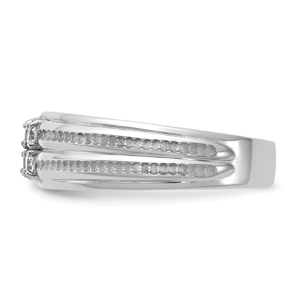 14K White Gold IB Goodman Mens Polished Complete 4-Stone 1/3ct Diamond Ring
