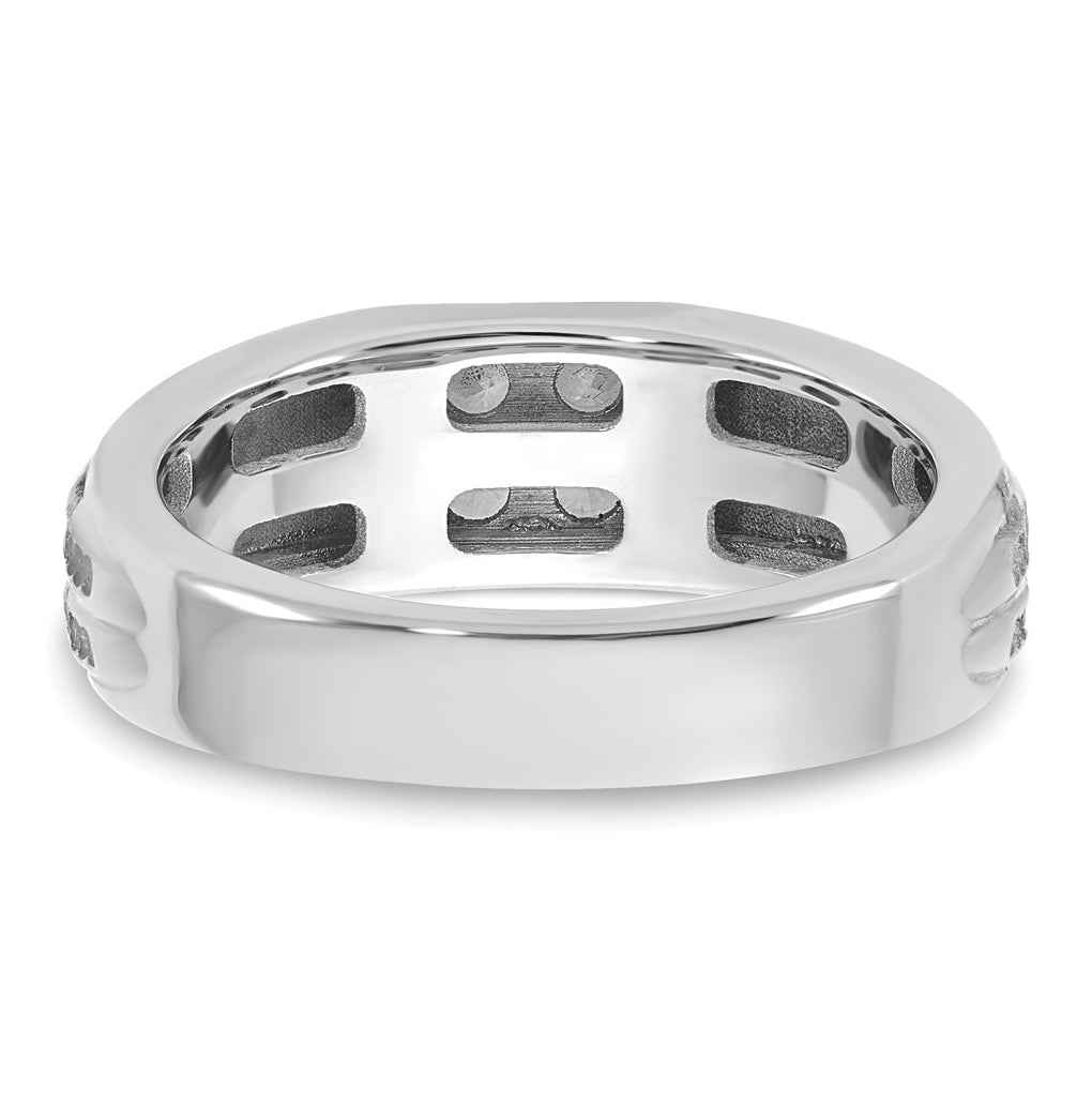 14K White Gold IB Goodman Mens Polished Complete 4-Stone 1/3ct Diamond Ring