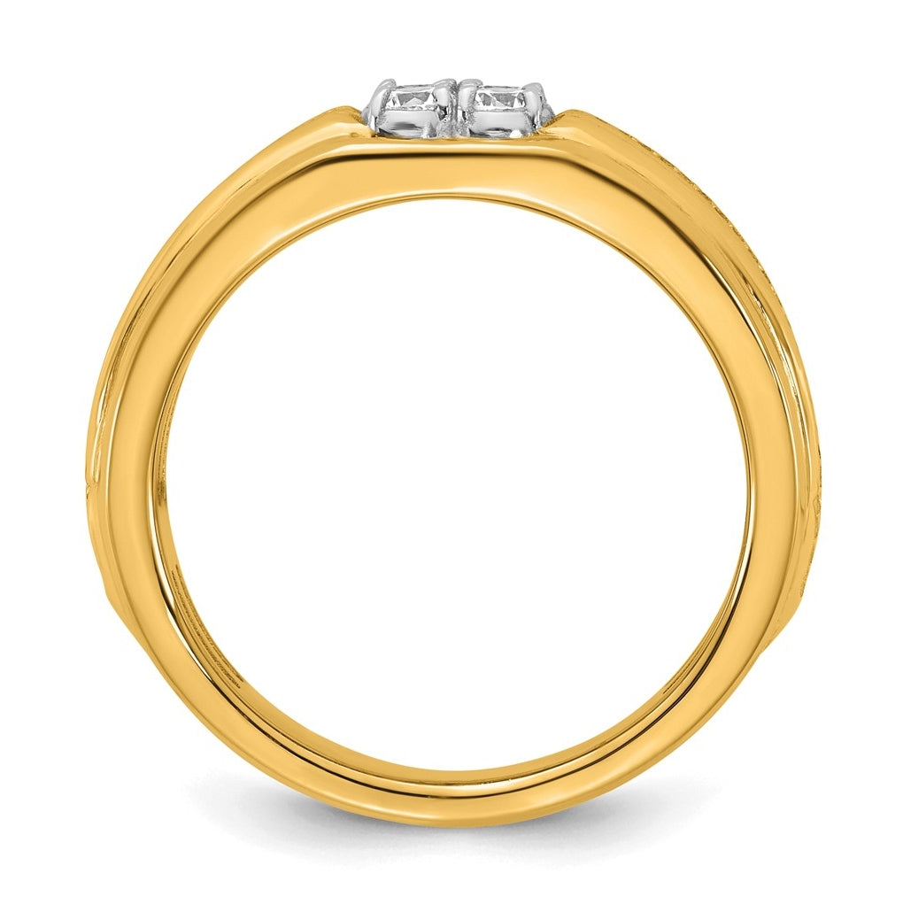 14k Two-Tone Gold IB Goodman Mens Polished Complete 4-Stone 1/3ct Diamond Ring