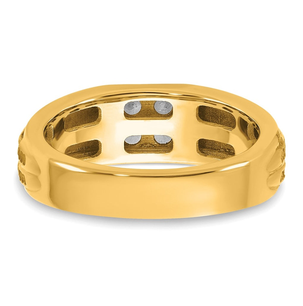 14k Two-Tone Gold IB Goodman Mens Polished Complete 4-Stone 1/3ct Diamond Ring