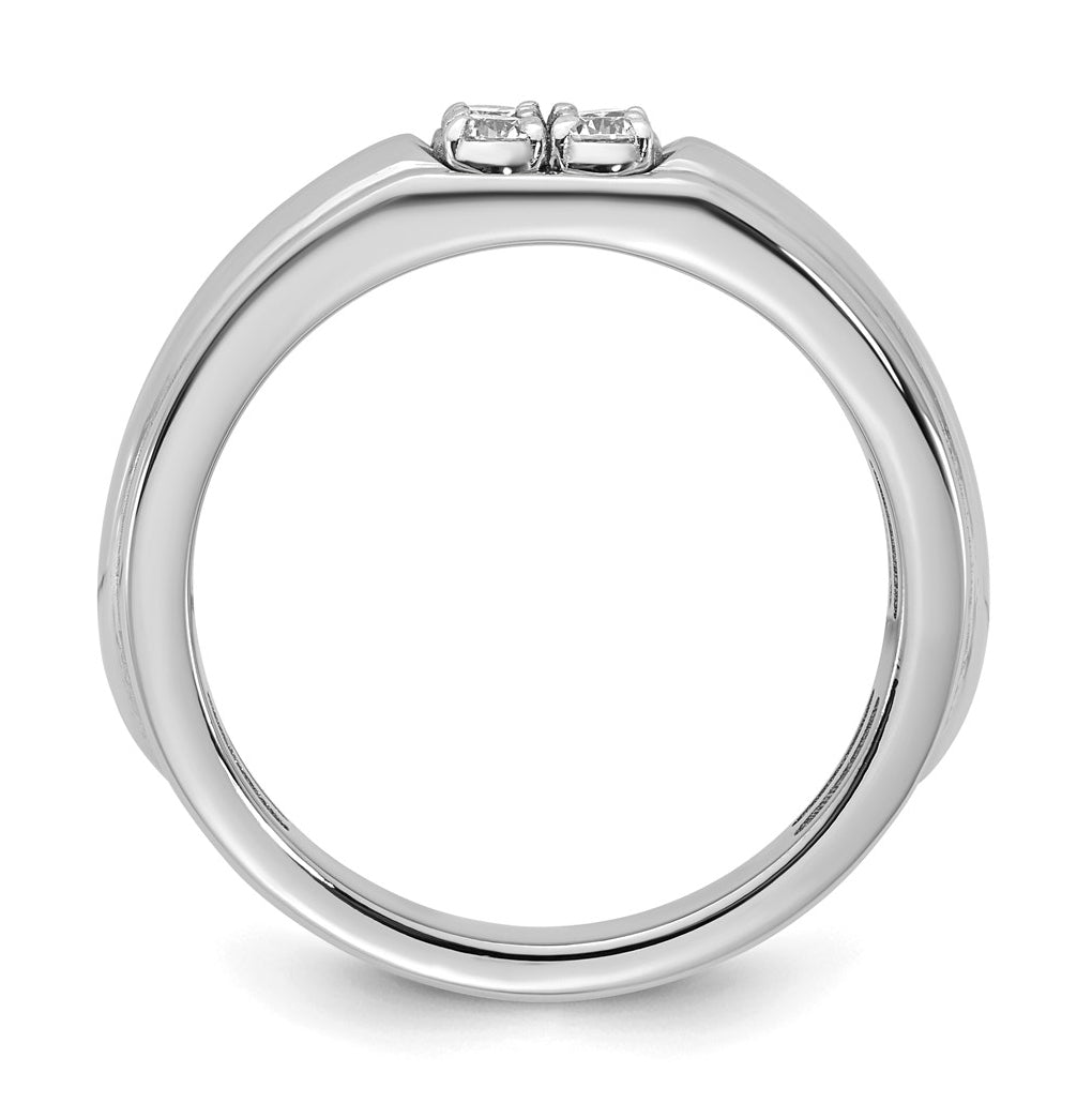 14K White Gold IB Goodman Mens Polished Complete 4-Stone 1/3ct Diamond Ring
