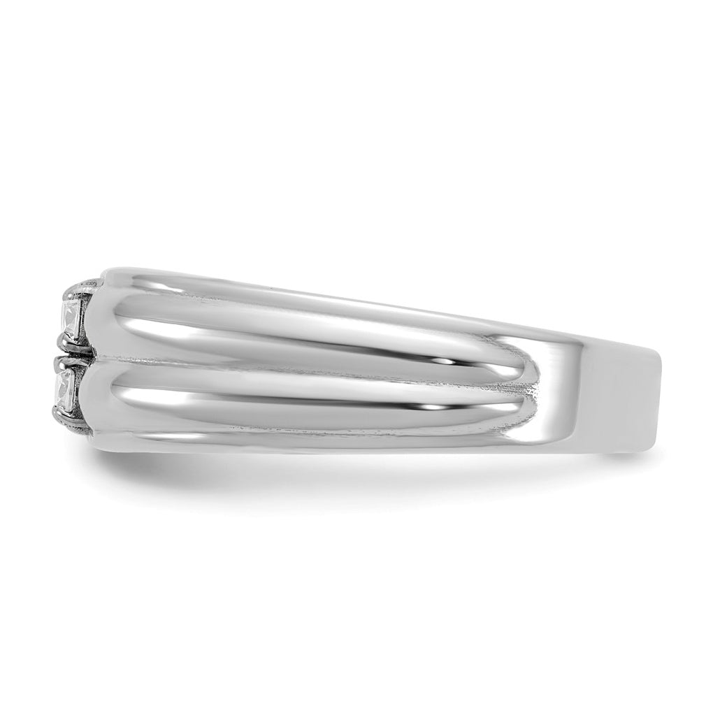 14K White Gold IB Goodman Mens Polished Complete 4-Stone 1/3ct Diamond Ring