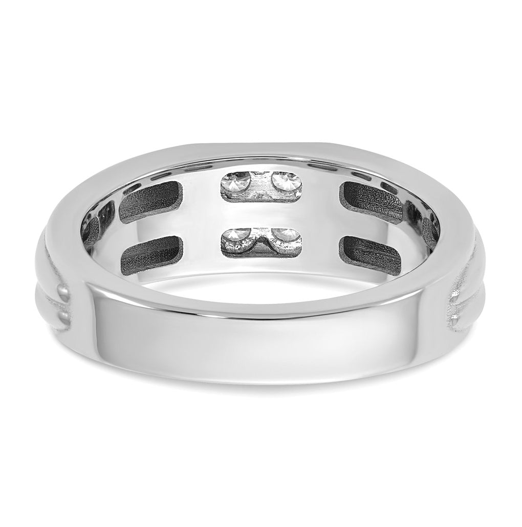 14K White Gold IB Goodman Mens Polished Complete 4-Stone 1/3ct Diamond Ring