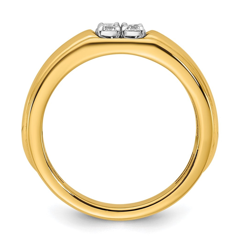 14k Two-Tone Gold IB Goodman Mens Polished Complete 4-Stone 1/3ct Diamond Ring
