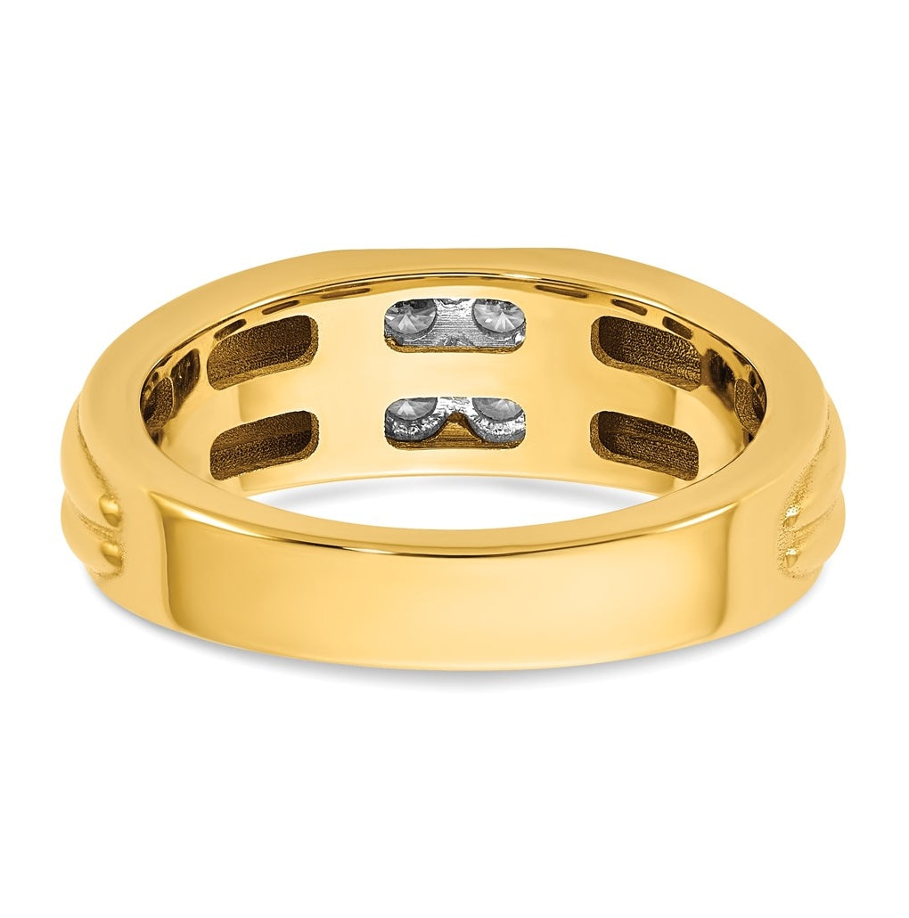14k Two-Tone Gold IB Goodman Mens Polished Complete 4-Stone 1/3ct Diamond Ring