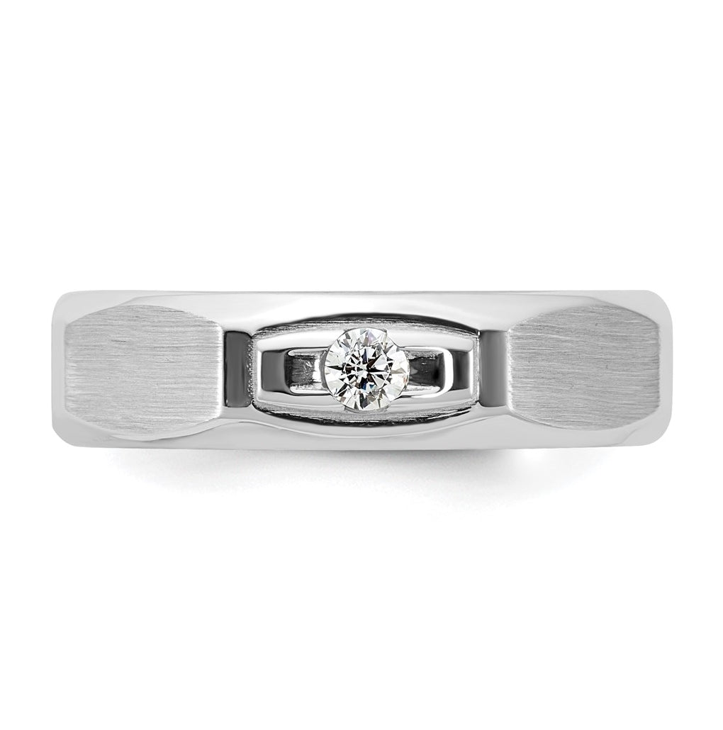 14K Yellow Or White Gold IB Goodman Mens Satin Complete 1/10ct Diamond Ring