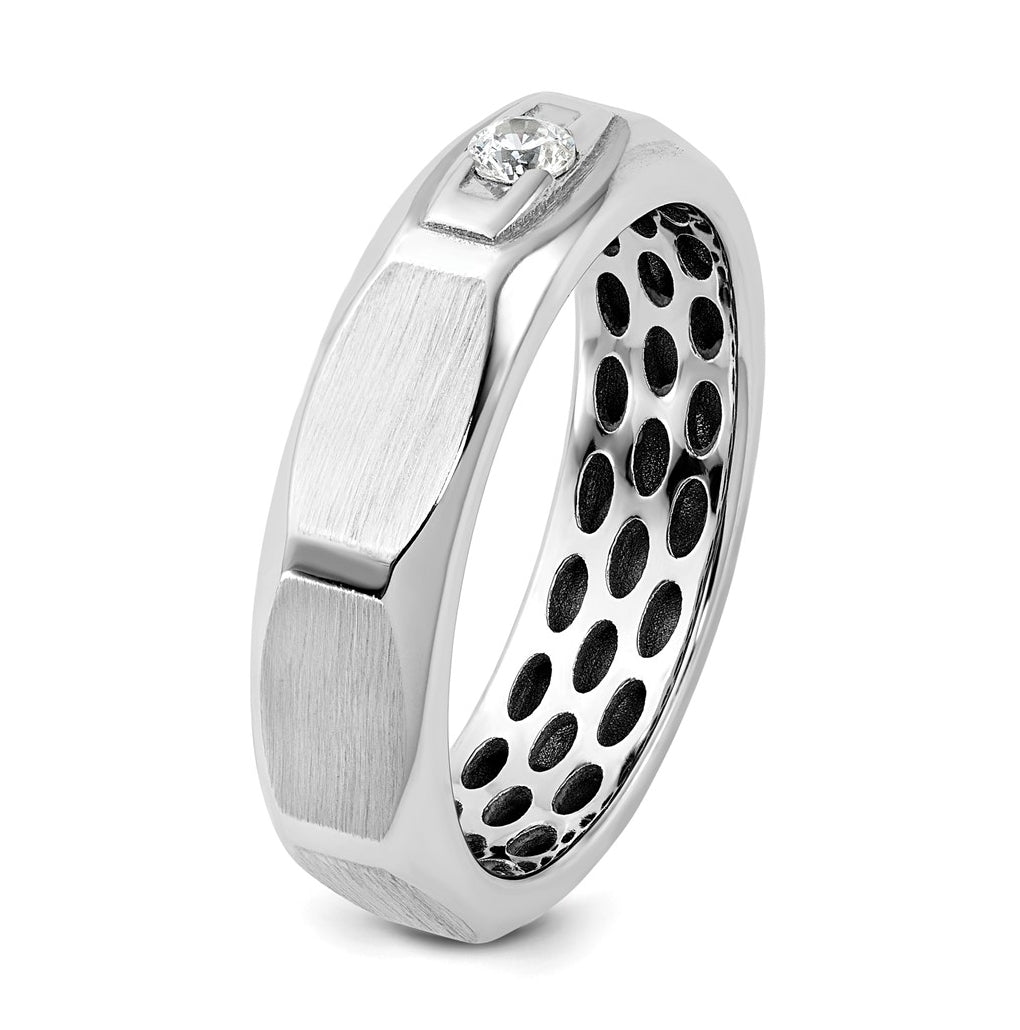 14K Yellow Or White Gold IB Goodman Mens Satin Complete 1/10ct Diamond Ring