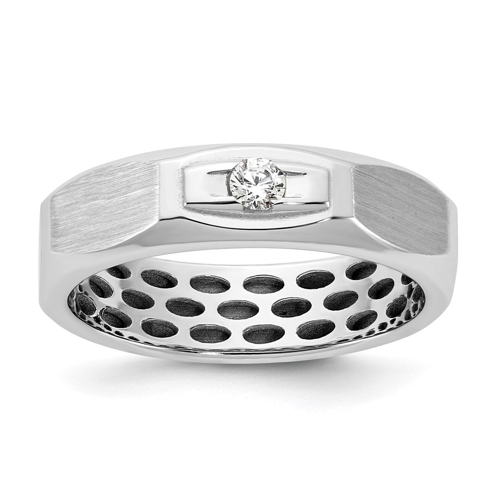 14K Yellow Or White Gold IB Goodman Mens Satin Complete 1/10ct Diamond Ring