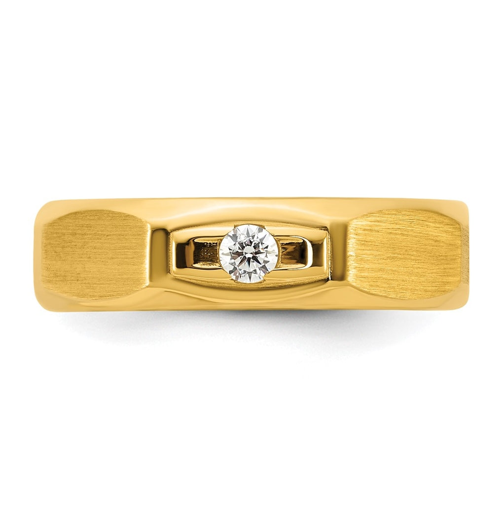 14K Yellow Or White Gold IB Goodman Mens Satin Complete 1/10ct Diamond Ring