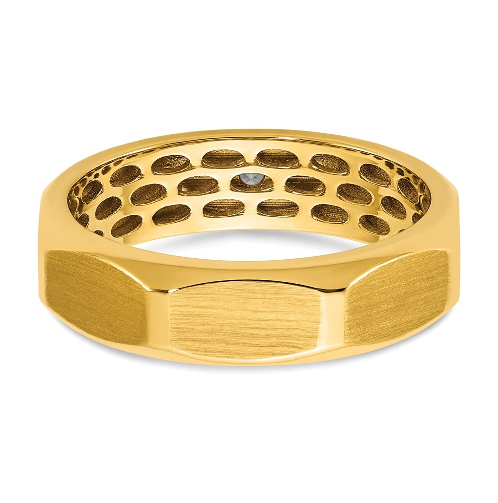 14K Yellow Or White Gold IB Goodman Mens Satin Complete 1/10ct Diamond Ring