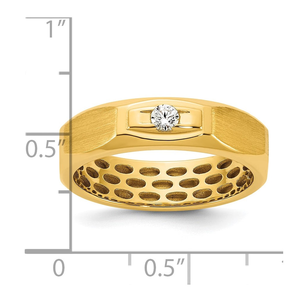 14K Yellow Or White Gold IB Goodman Mens Satin Complete 1/10ct Diamond Ring
