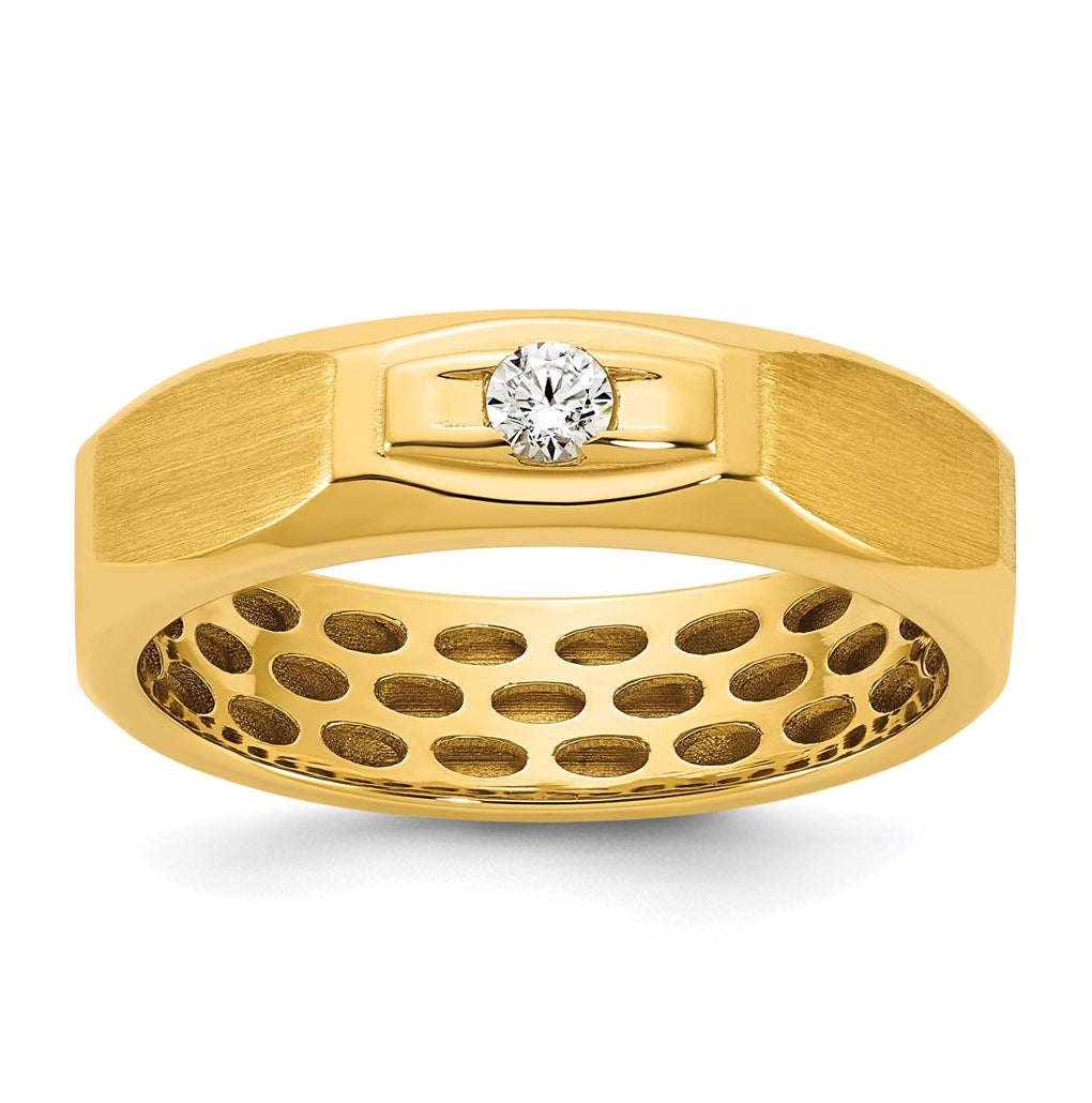 14K Yellow Or White Gold IB Goodman Mens Satin Complete 1/10ct Diamond Ring