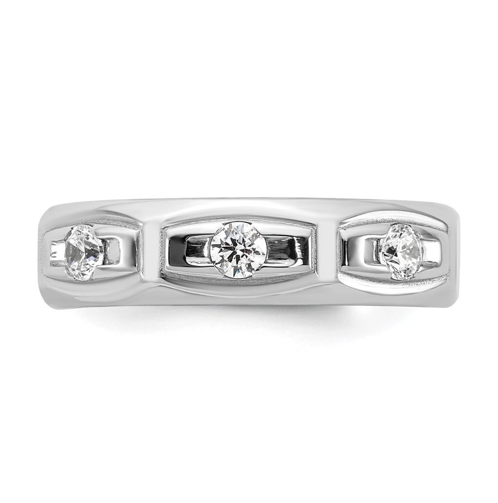 14K Yellow Or White Gold IB Goodman Mens Satin Complete 1/3ct Diamond Ring