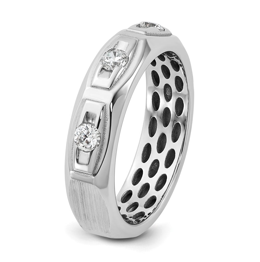 14K Yellow Or White Gold IB Goodman Mens Satin Complete 1/3ct Diamond Ring