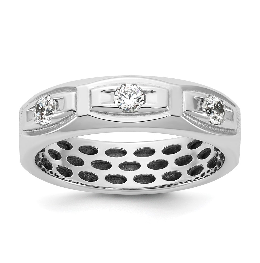 14K Yellow Or White Gold IB Goodman Mens Satin Complete 1/3ct Diamond Ring