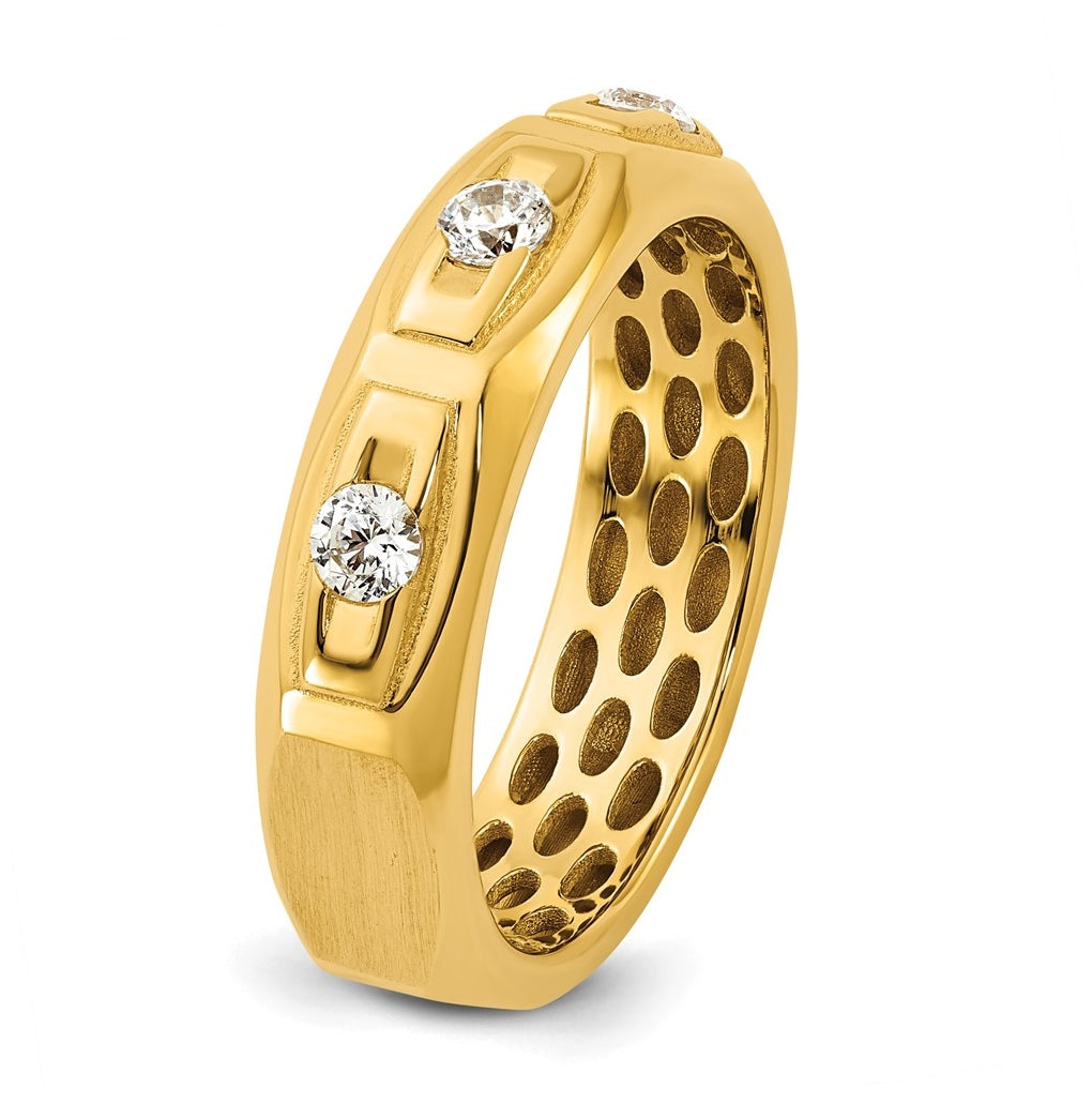 14K Yellow Or White Gold IB Goodman Mens Satin Complete 1/3ct Diamond Ring
