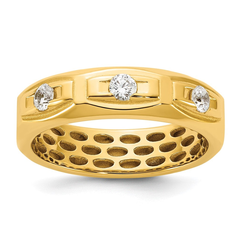 14K Yellow Or White Gold IB Goodman Mens Satin Complete 1/3ct Diamond Ring