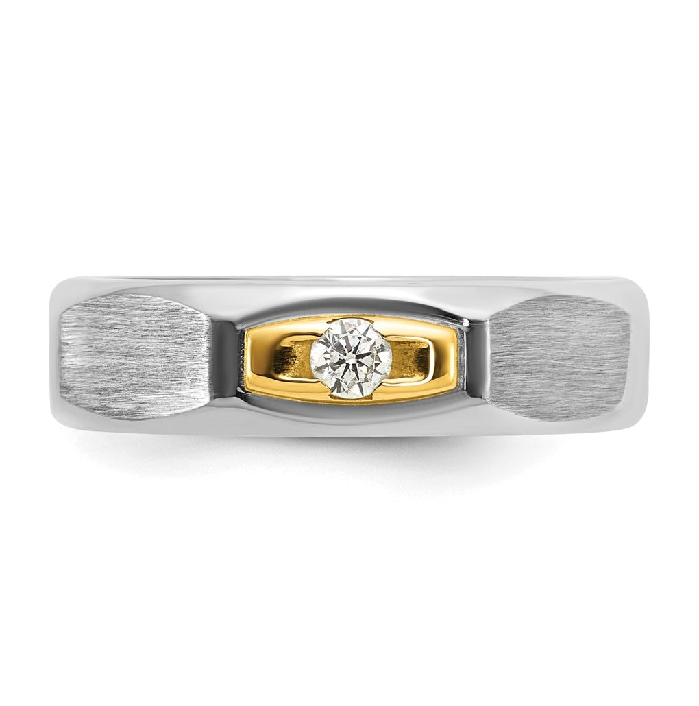 14k Yellow Or White Gold IB Goodman Mens Satin Complete 1/10ct Diamond Ring