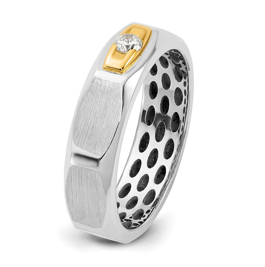 14k Yellow Or White Gold IB Goodman Mens Satin Complete 1/10ct Diamond Ring