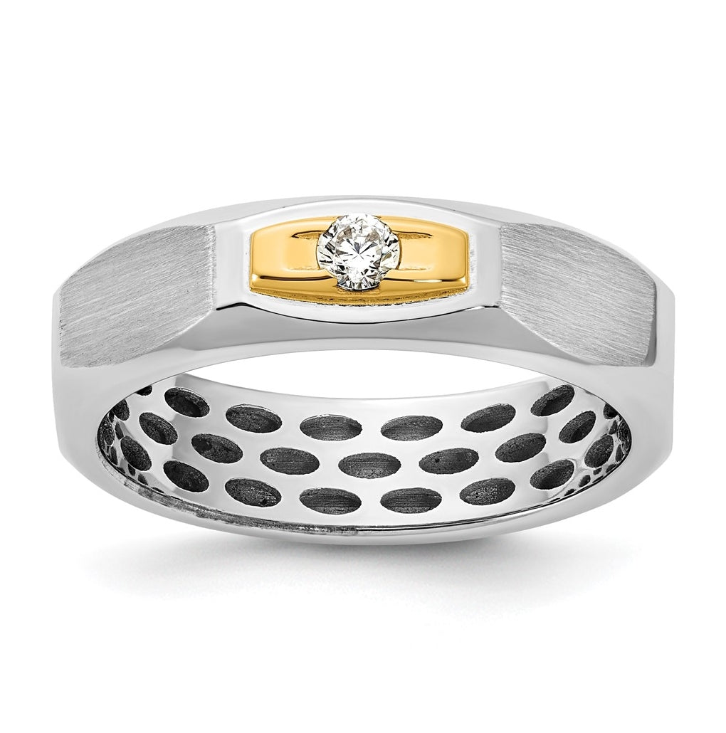 14k Yellow Or White Gold IB Goodman Mens Satin Complete 1/10ct Diamond Ring