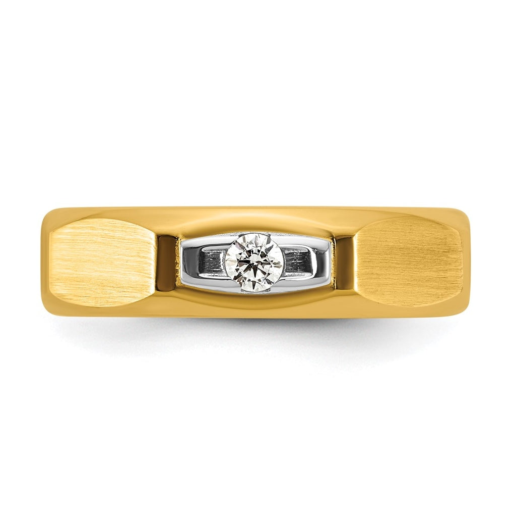 14k Yellow Or White Gold IB Goodman Mens Satin Complete 1/10ct Diamond Ring