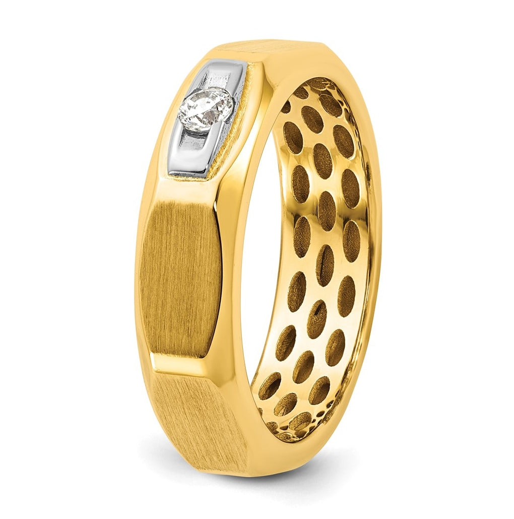 14k Yellow Or White Gold IB Goodman Mens Satin Complete 1/10ct Diamond Ring