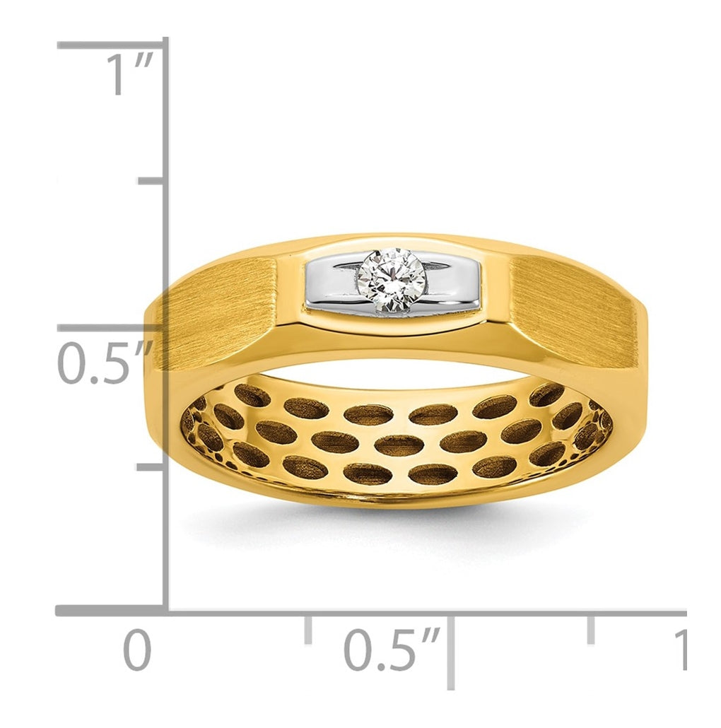 14k Yellow Or White Gold IB Goodman Mens Satin Complete 1/10ct Diamond Ring