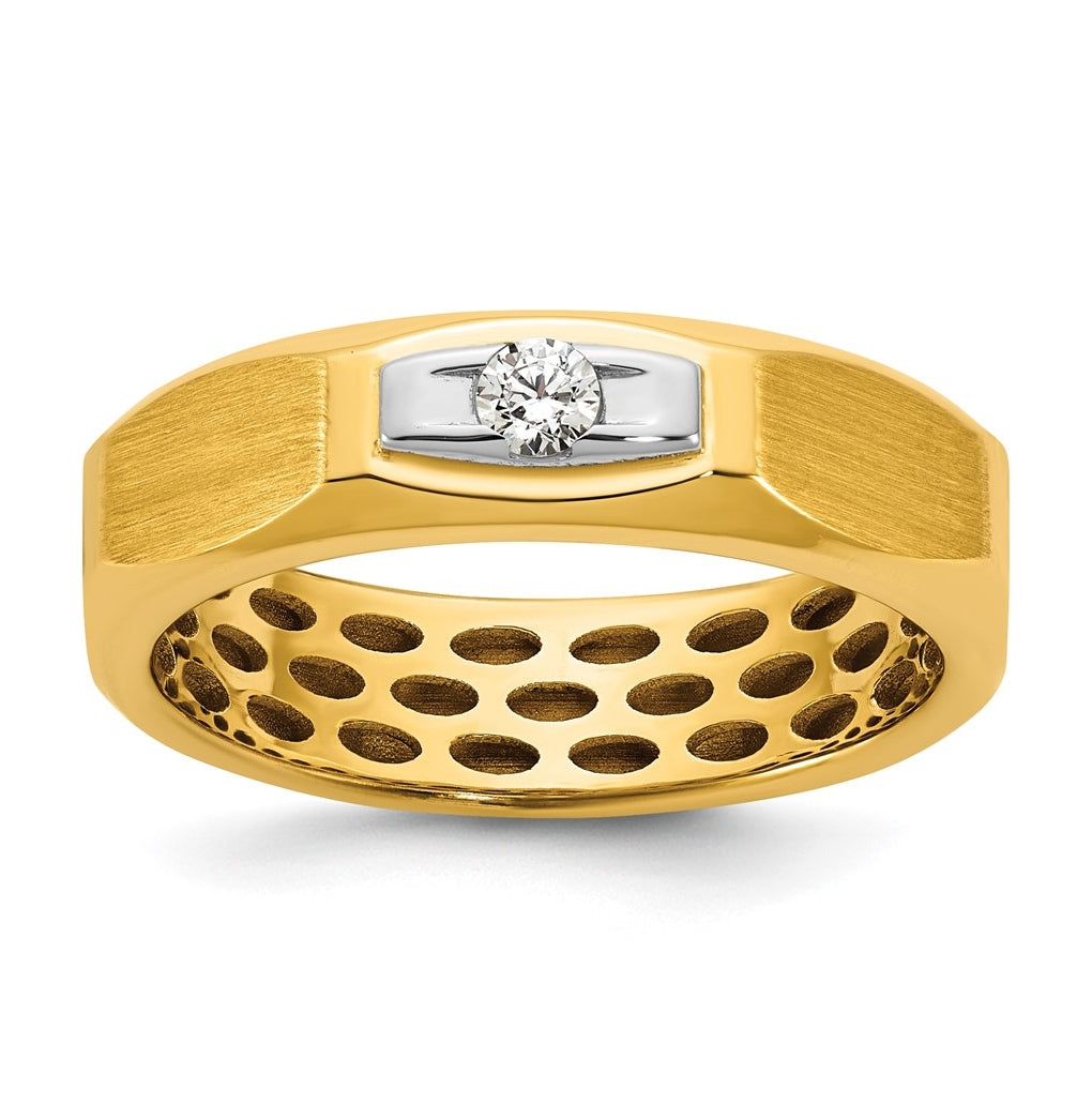 14k Yellow Or White Gold IB Goodman Mens Satin Complete 1/10ct Diamond Ring