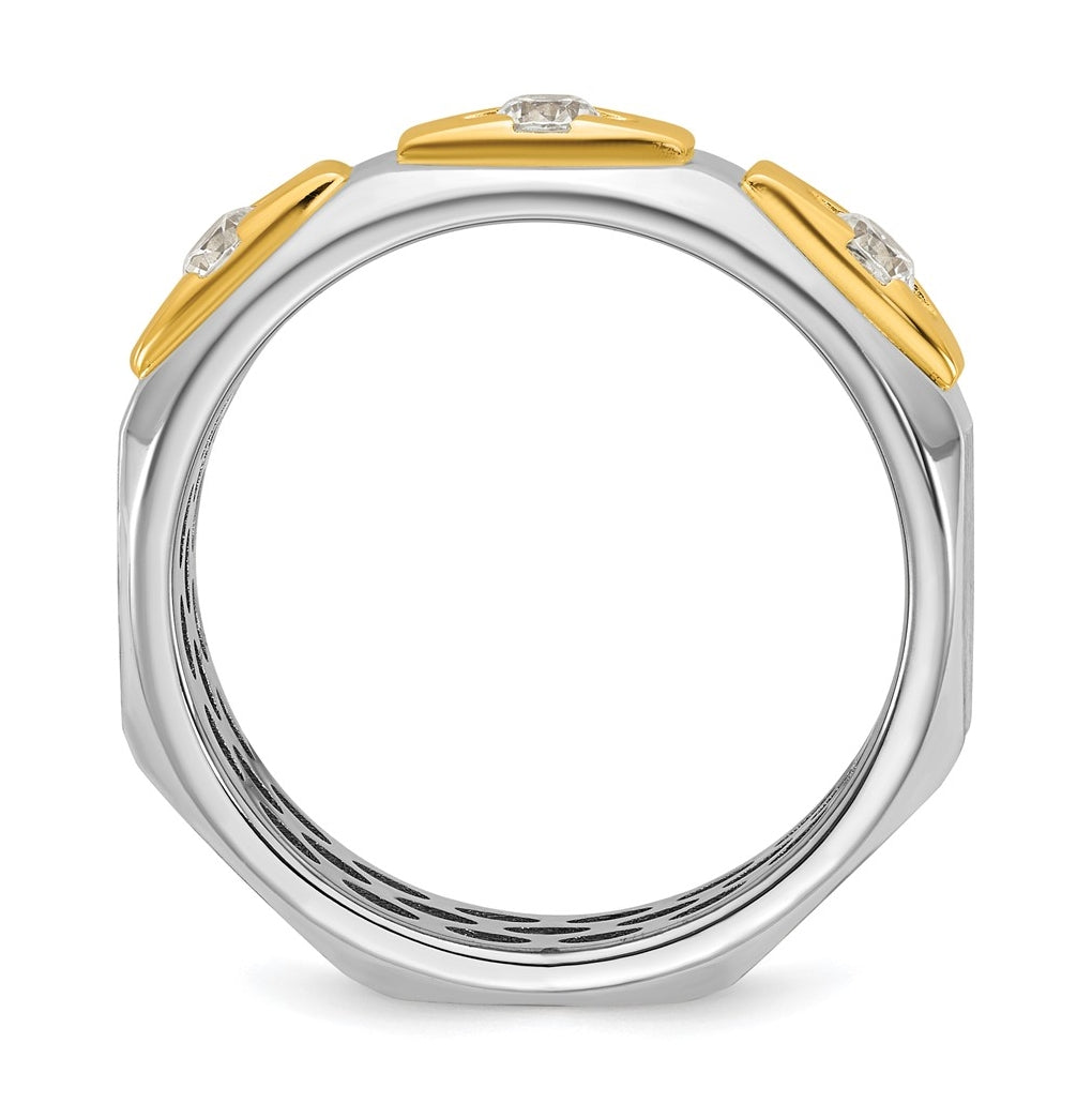 14k Yellow Or White Gold IB Goodman Mens Satin Complete 1/3ct Diamond Ring
